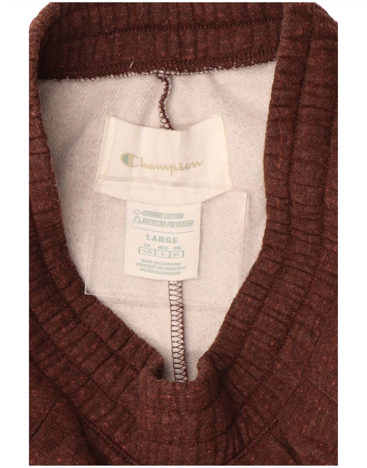 Champion Womens Tracksuit Trousers UK 14 Large  Brown Flecked Cotton