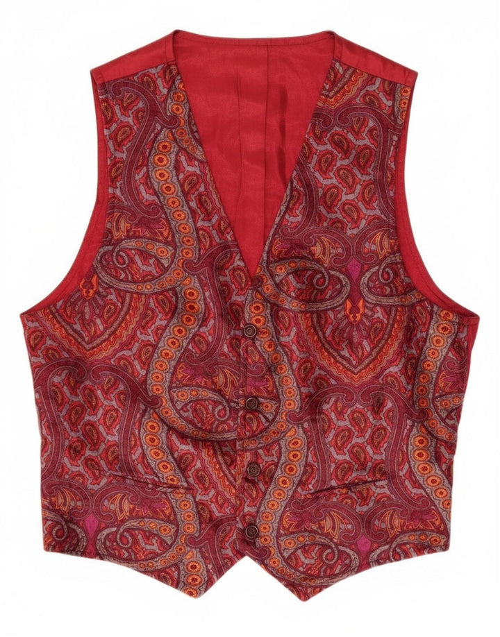 Vintage Mens Waistcoat Medium Burgundy Paisley
