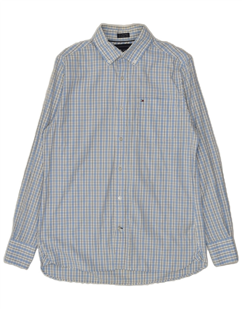 TOMMY HILFIGER Mens Custom Fit Shirt Size 14 1/2 15 Small Blue Check | Vintage Tommy Hilfiger | Thrift | Second-Hand Tommy Hilfiger | Used Clothing | Messina Hembry 