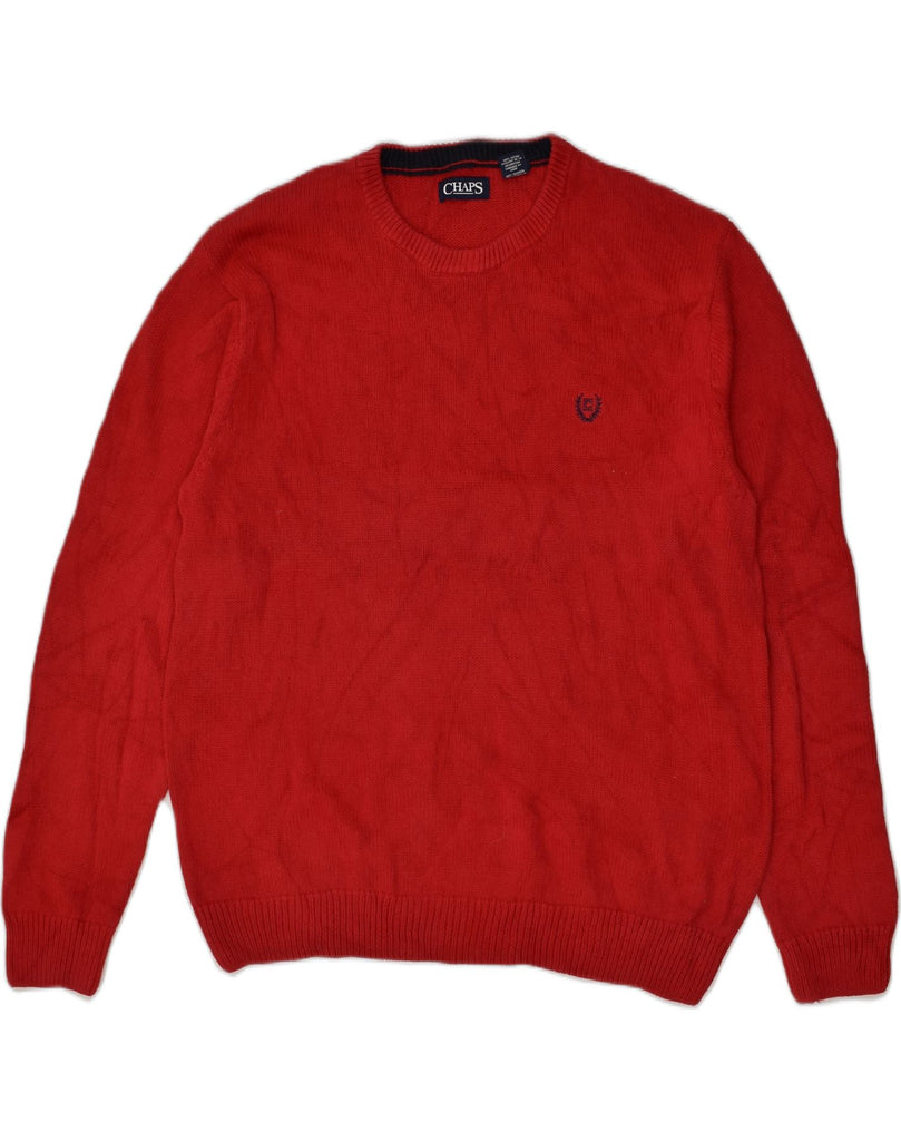 CHAPS Mens Crew Neck Jumper Sweater XL Red Cotton | Vintage Chaps | Thrift | Second-Hand Chaps | Used Clothing | Messina Hembry 