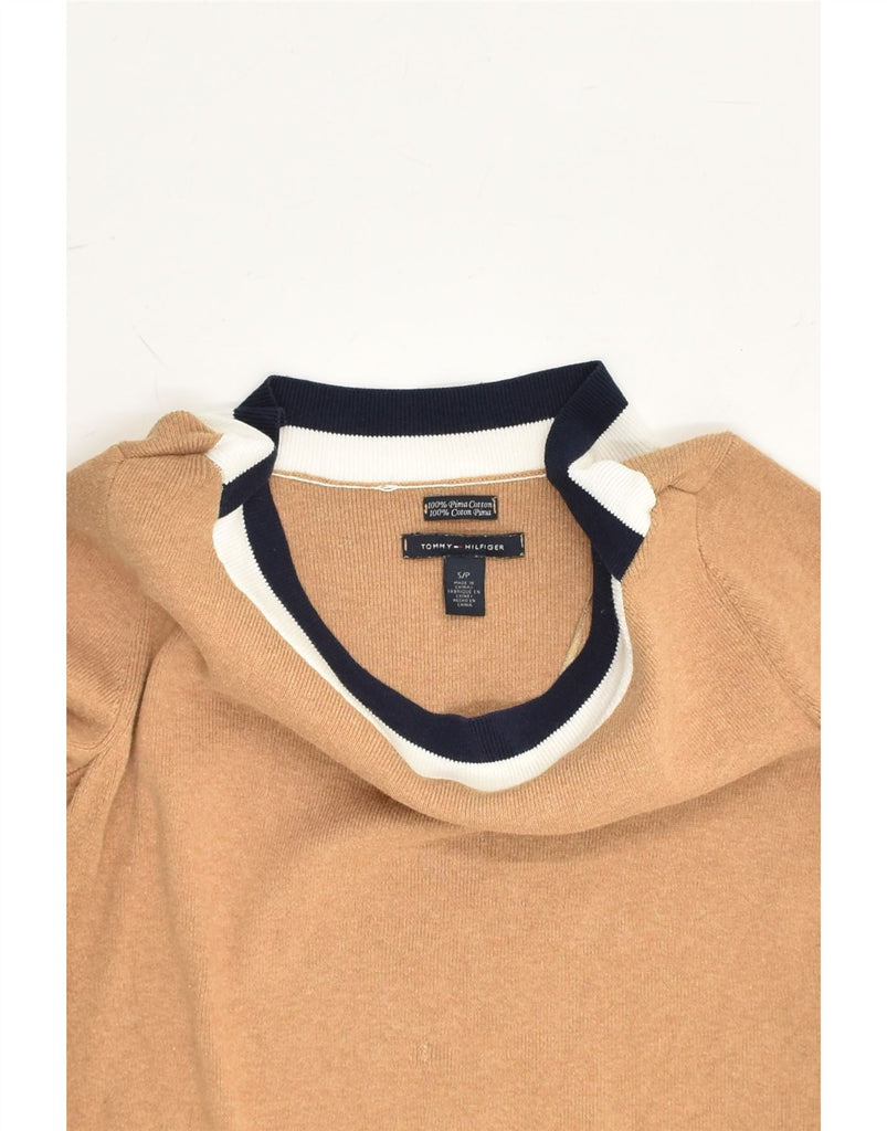 TOMMY HILFIGER Womens Boat Neck Jumper Sweater UK 10 Small Brown Cotton | Vintage Tommy Hilfiger | Thrift | Second-Hand Tommy Hilfiger | Used Clothing | Messina Hembry 