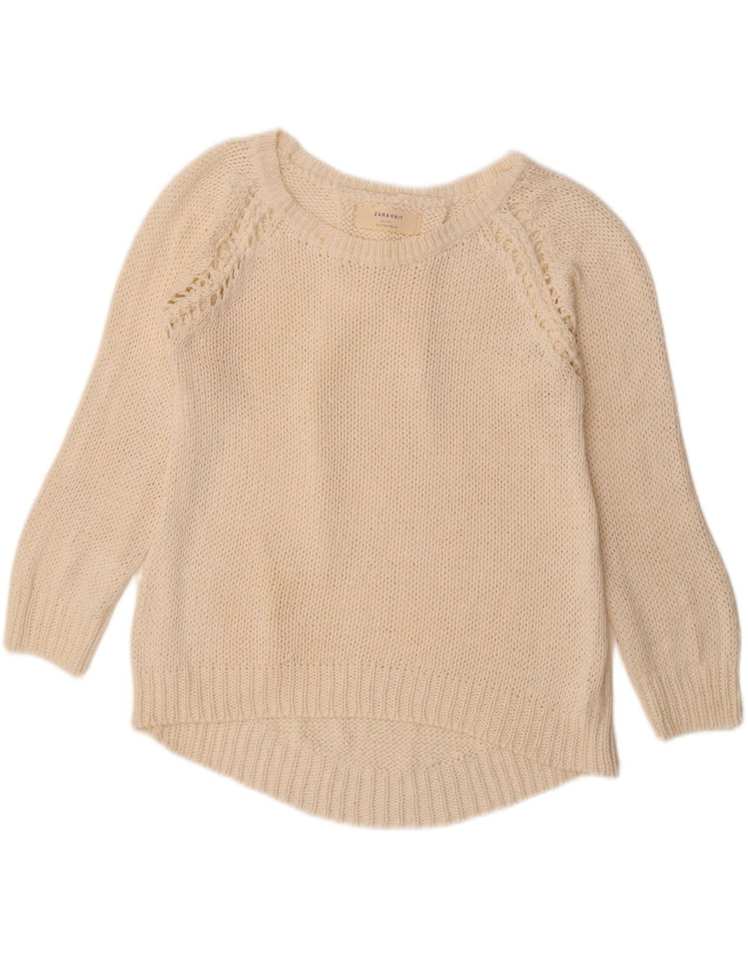 Zara Womens Boat Neck Jumper Sweater UK 16 Large White