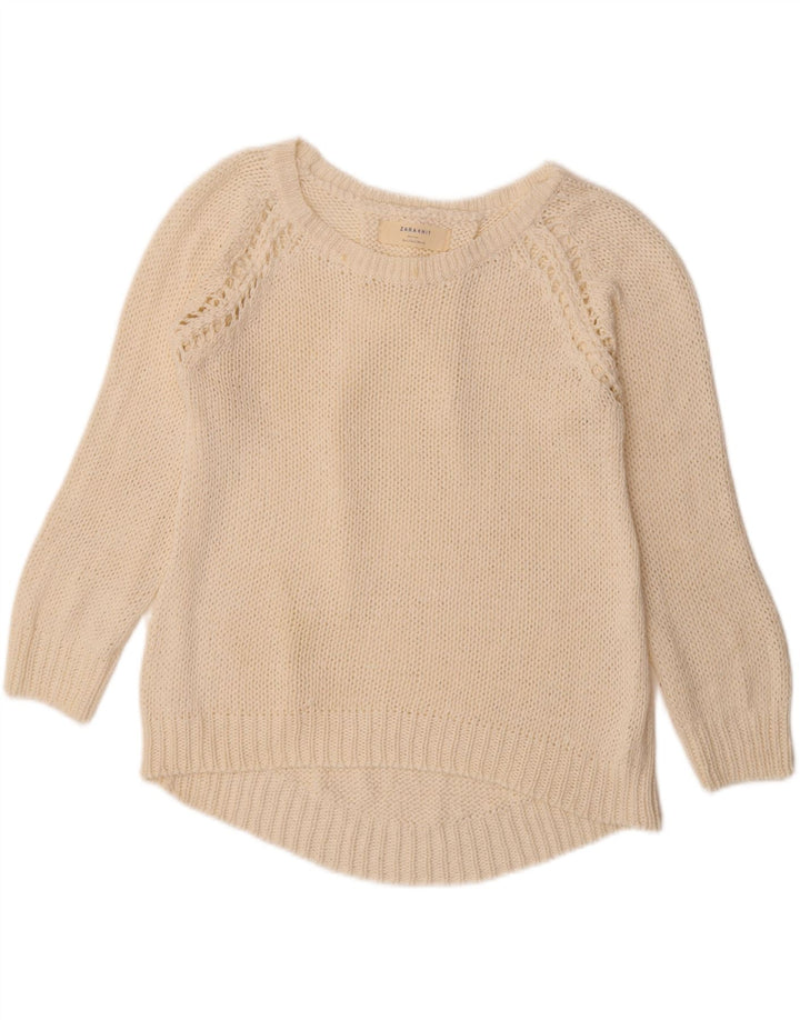 Zara Womens Boat Neck Jumper Sweater UK 16 Large White