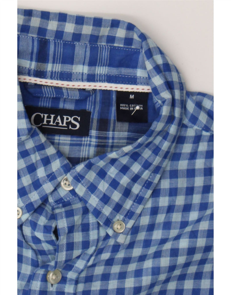 CHAPS Mens Flannel Shirt Medium Blue Gingham Cotton Vintage Chaps and Second-Hand Chaps from Messina Hembry 