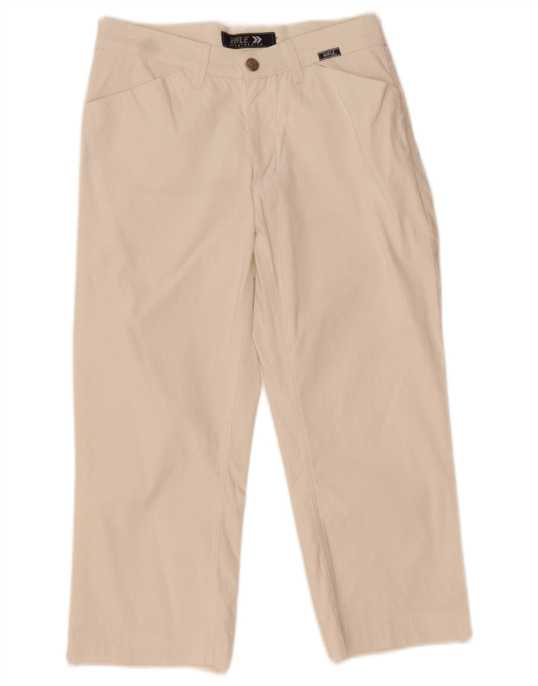 Rifle Womens Straight Capri Trousers W30 L20 White Polyamide