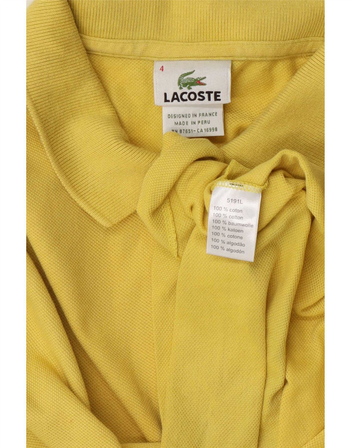 Lacoste Mens Polo Shirt Size 4 Medium Yellow Cotton
