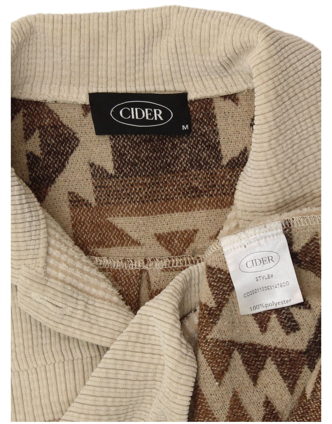 CIDER Womens Overshirt Shirt UK 14 Medium Beige Geometric Polyester Aztec
