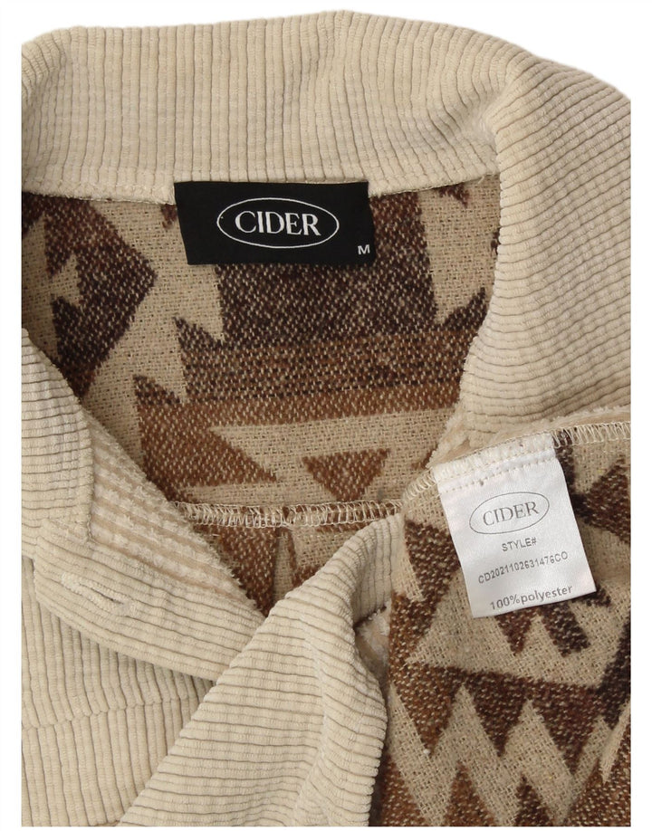 CIDER Womens Overshirt Shirt UK 14 Medium Beige Geometric Polyester Aztec