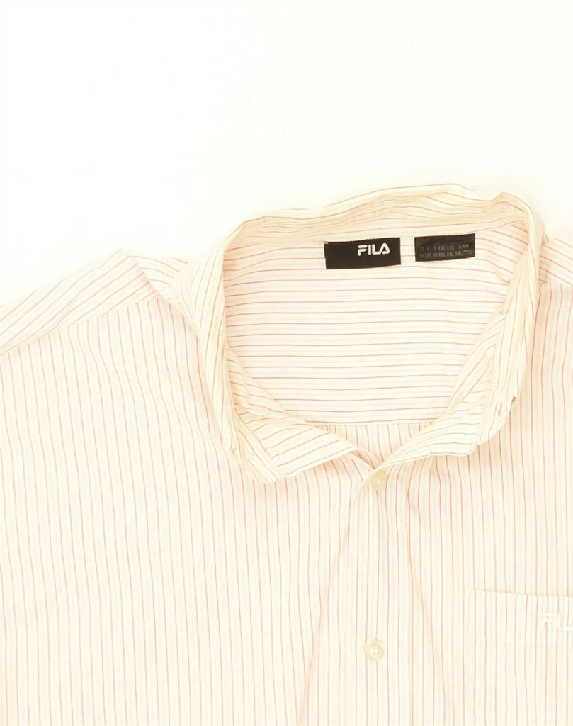 FILA Mens Shirt 2XL Beige Pinstripe Cotton | Vintage Fila | Thrift | Second-Hand Fila | Used Clothing | Messina Hembry 