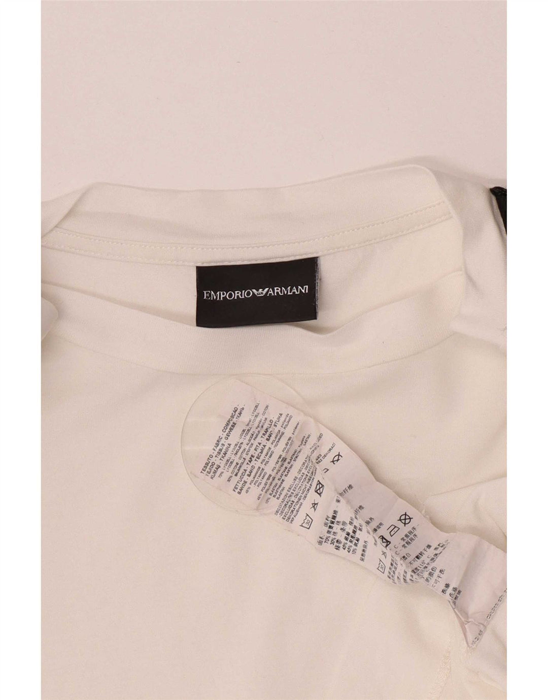 Emporio Armani Mens T-Shirt Top Medium White Colourblock Lyocell