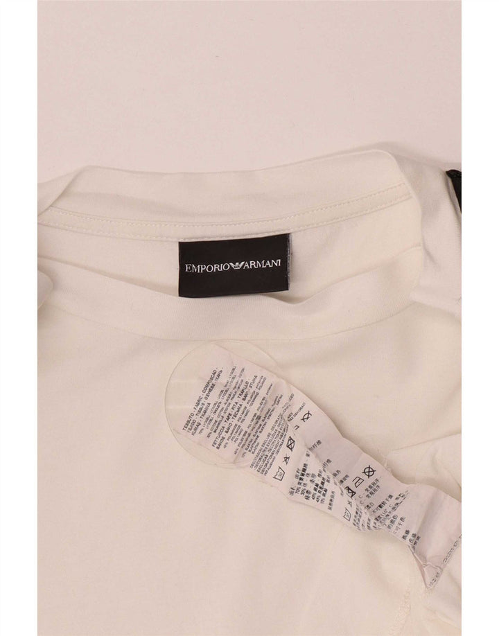Emporio Armani Mens T-Shirt Top Medium White Colourblock Lyocell