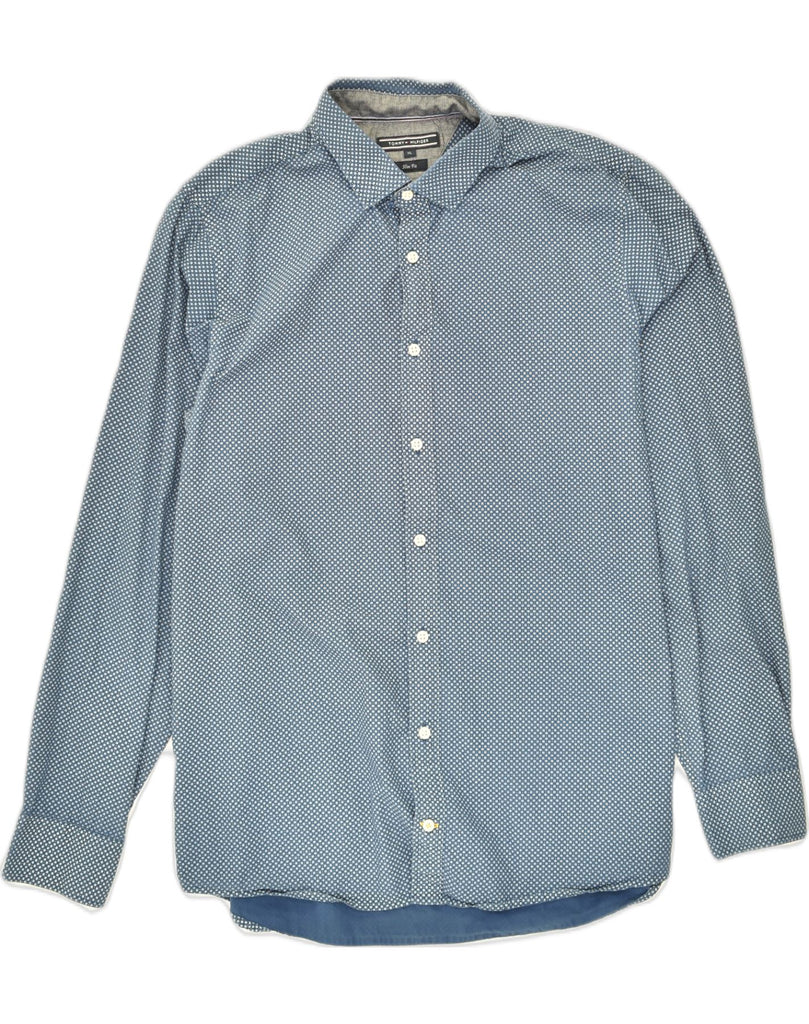 TOMMY HILFIGER Mens Slim Fit Shirt XL Blue Check Cotton | Vintage Tommy Hilfiger | Thrift | Second-Hand Tommy Hilfiger | Used Clothing | Messina Hembry 