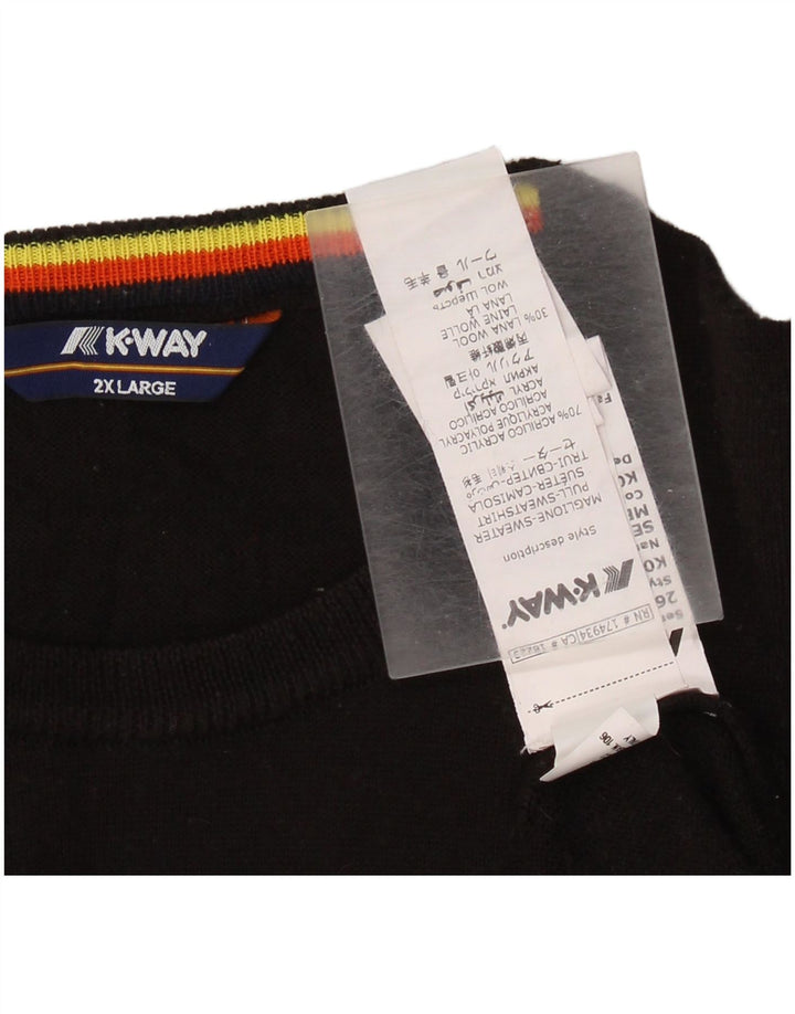 K-Way Mens Crew Neck Jumper Sweater 2XL Black Acrylic