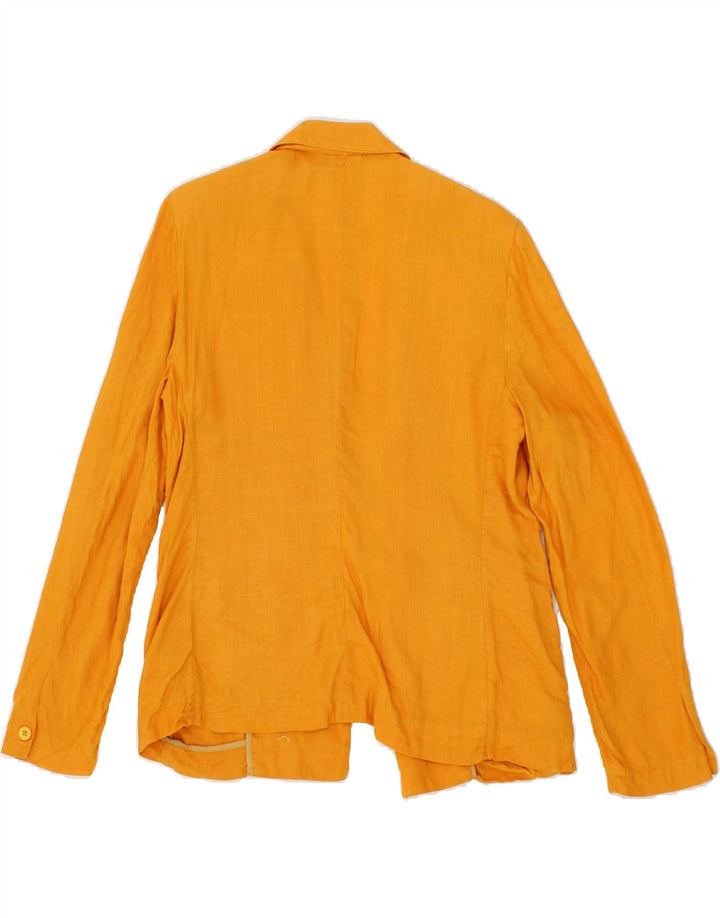 VINTAGE Womens Open Blazer Jacket IT 44 Medium Yellow Linen Vintage Vintage and Second-Hand Vintage from Messina Hembry 