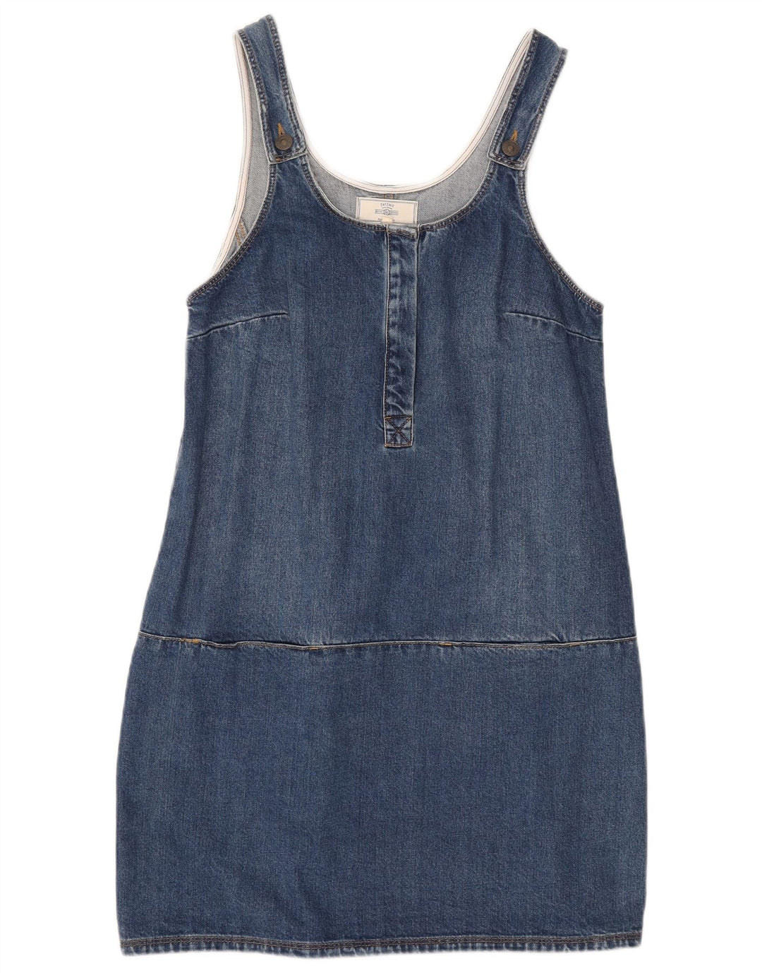 Fat Face Womens Denim Dungaree Dress UK 12 Medium Blue