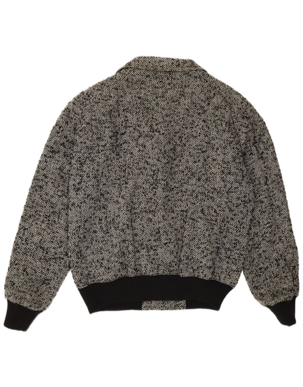 Bignami Mens Bomber Jacket UK 42 XL Grey Herringbone Wool