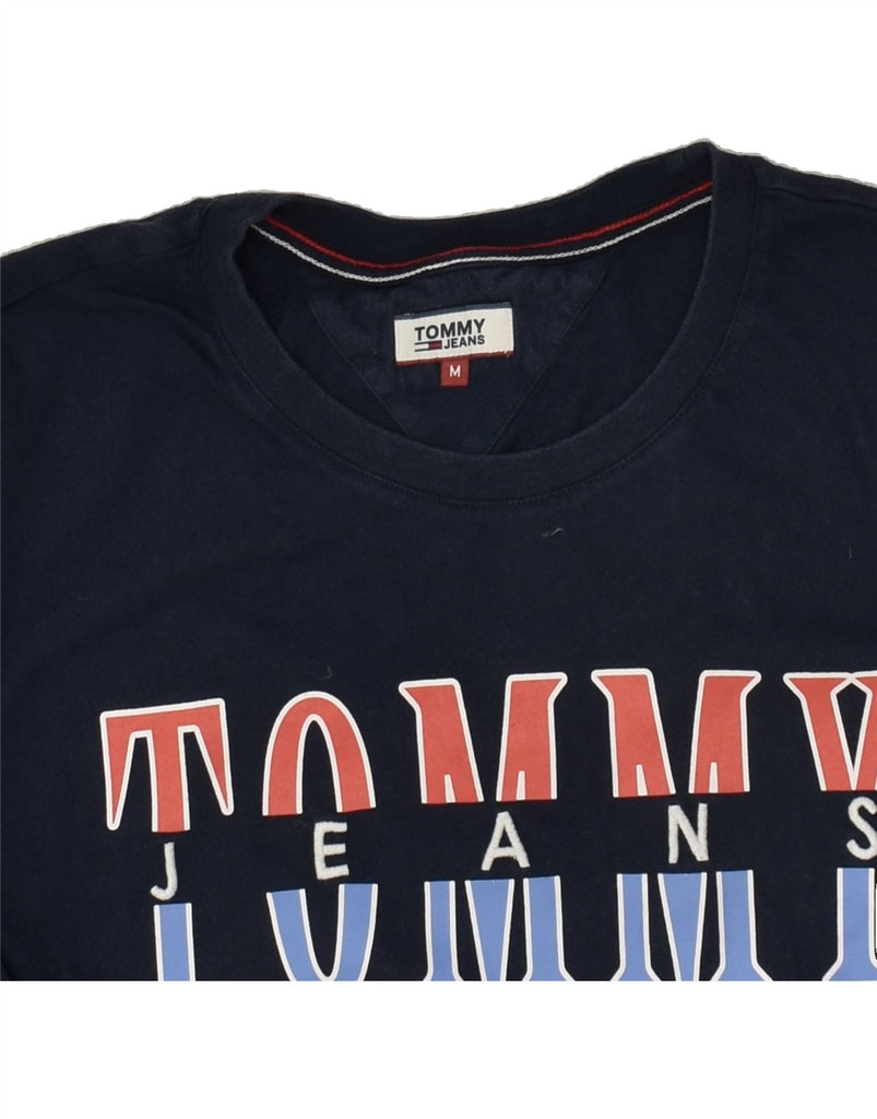 TOMMY HILFIGER Womens Loose Fit Graphic T-Shirt Top UK 14 Medium Navy Blue | Vintage Tommy Hilfiger | Thrift | Second-Hand Tommy Hilfiger | Used Clothing | Messina Hembry 