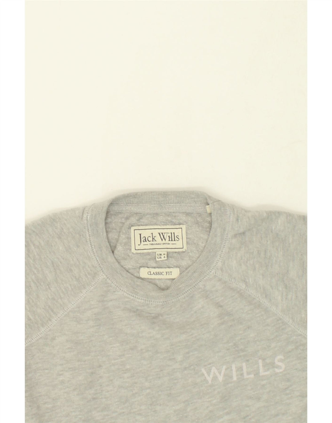 JACK WILLS Womens Classic Fit Sweatshirt Jumper UK 8 Small Grey Cotton Vintage Jack Wills and Second-Hand Jack Wills from Messina Hembry 