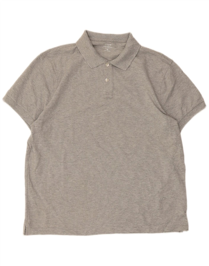 J. Crew Mens Polo Shirt XL Grey Flecked Cotton