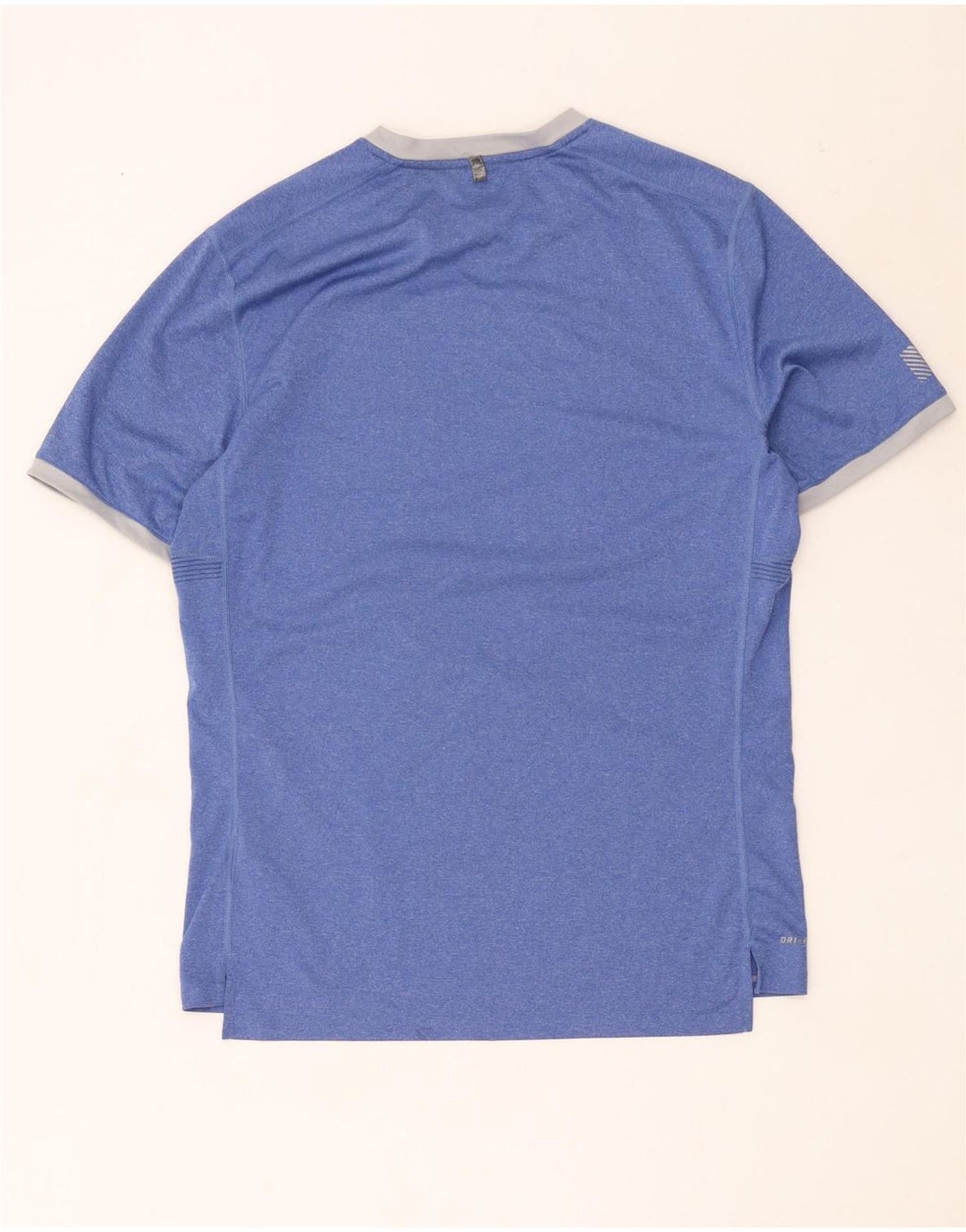 Nike Mens Dri Fit T-Shirt Top Medium Blue Striped Polyester