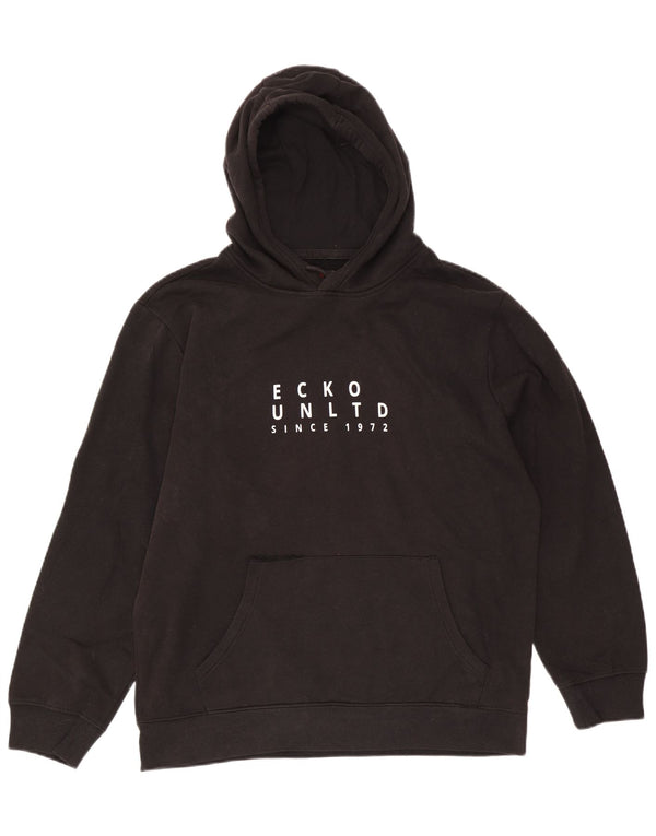 Ecko Unltd Mens Graphic Hoodie Jumper XL Black Cotton