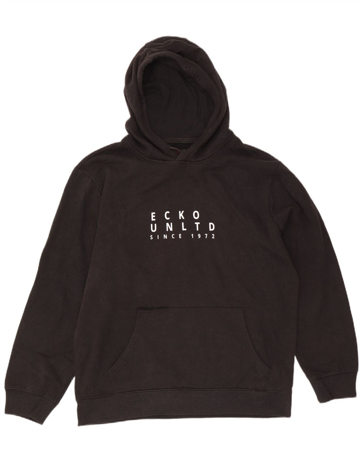 Ecko Unltd Mens Graphic Hoodie Jumper XL Black Cotton