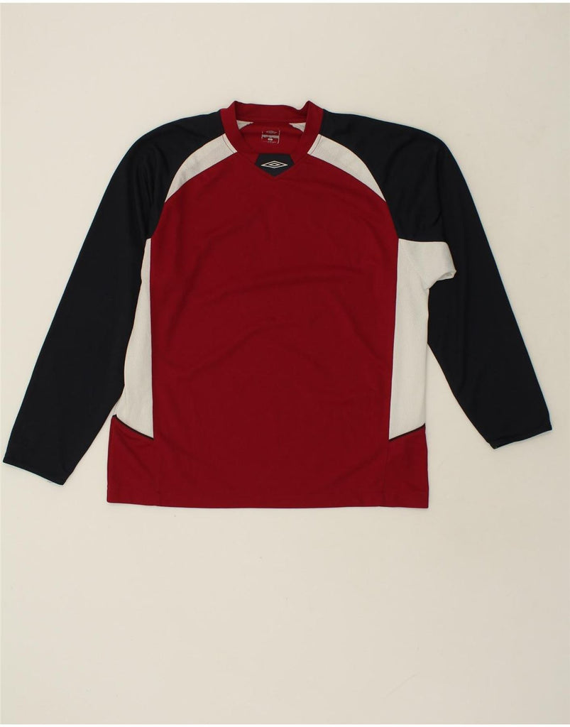 UMBRO Mens Top Long Sleeve Large Red Colourblock Polyester Vintage Umbro and Second-Hand Umbro from Messina Hembry 