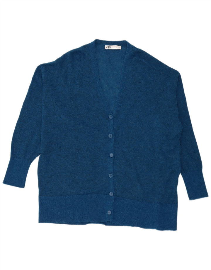 Zara Womens Oversized Cardigan Sweater UK 14 Medium Blue