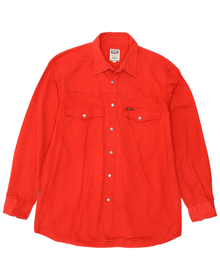 RIFLE Mens Denim Shirt Medium Red Cotton