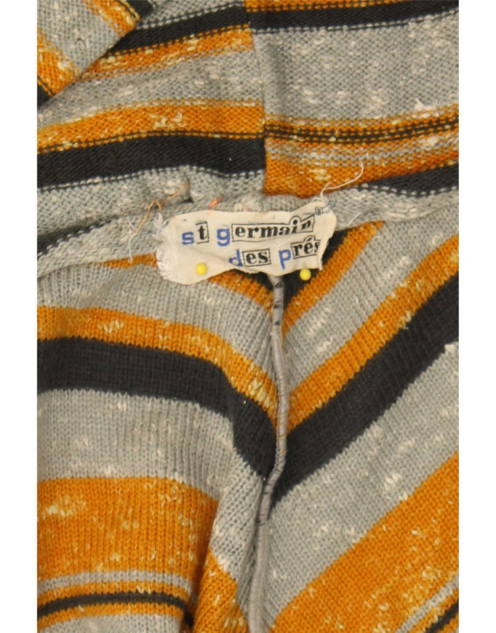 Vintage Womens Hooded Cardigan Sweater One Size Multicoloured Striped