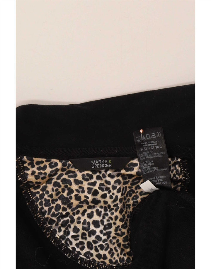 Marks & Spencer Womens Bomber Jacket UK 14 Medium Black Cotton