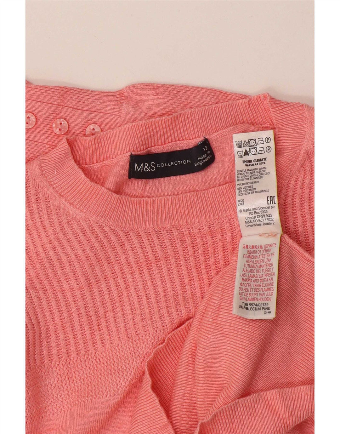 Marks & Spencer Womens Crew Neck Jumper Sweater UK 12 Medium Pink Viscose