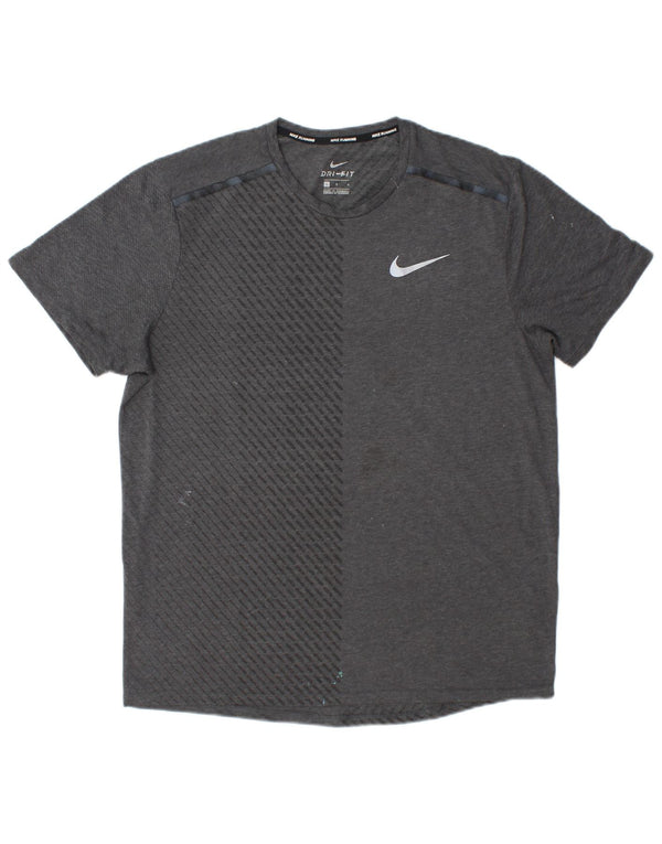 Nike Mens Dri Fit T-Shirt Top Large Grey Colourblock Polyester