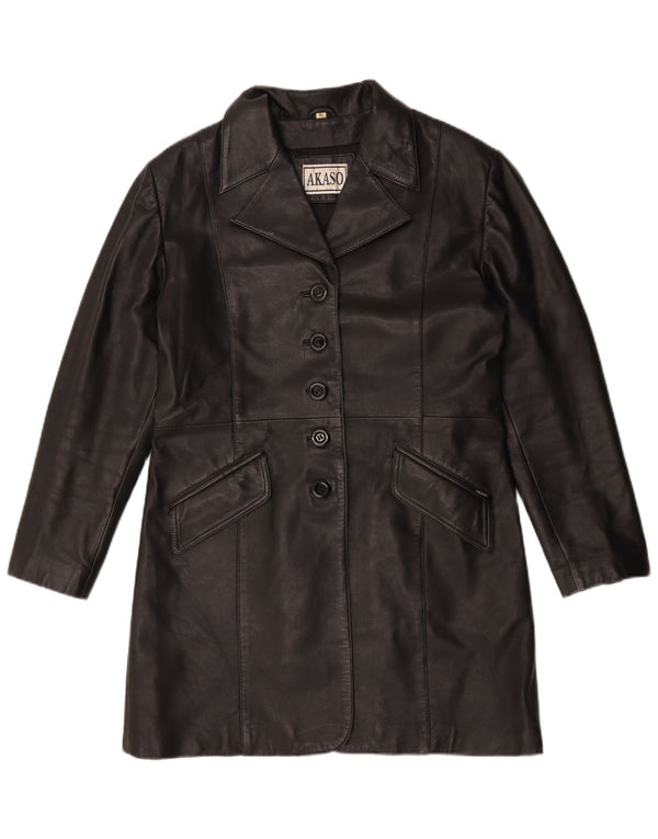 Akaso Womens Leather Coat UK 18 XL Black Leather