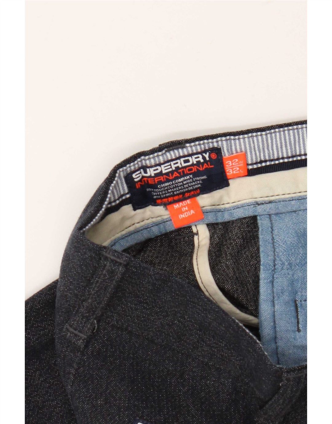Superdry Mens Slim Chino Trousers W32 L29 Navy Blue