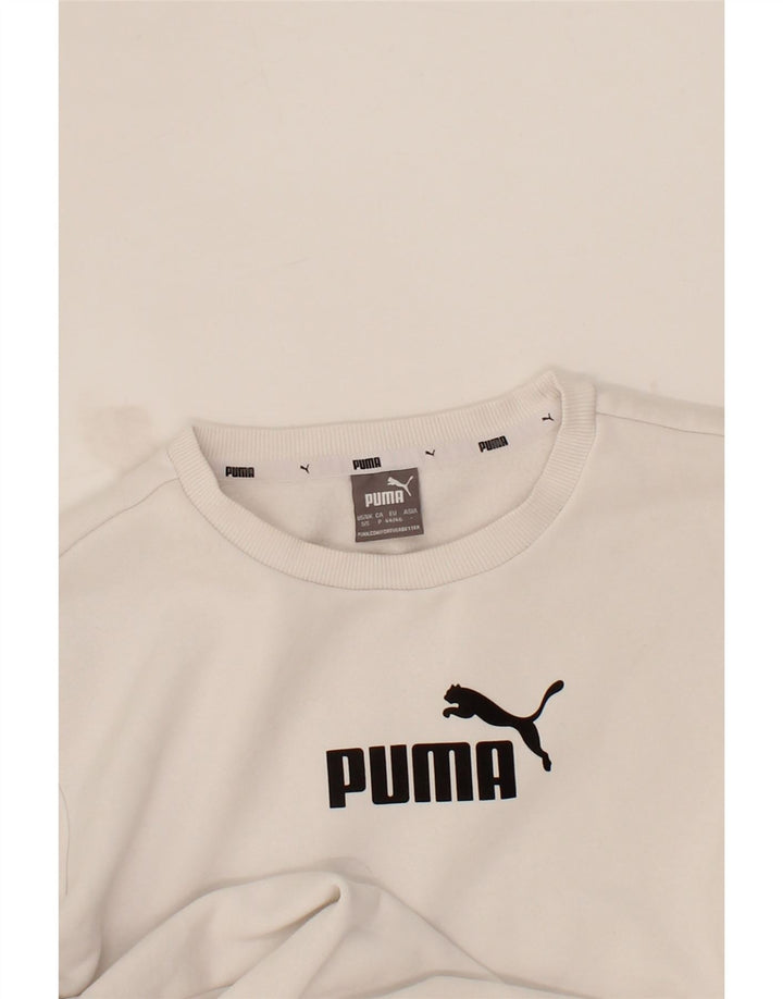 PUMA Mens Graphic Sweatshirt Jumper Small White Cotton Vintage Puma and Second-Hand Puma from Messina Hembry 