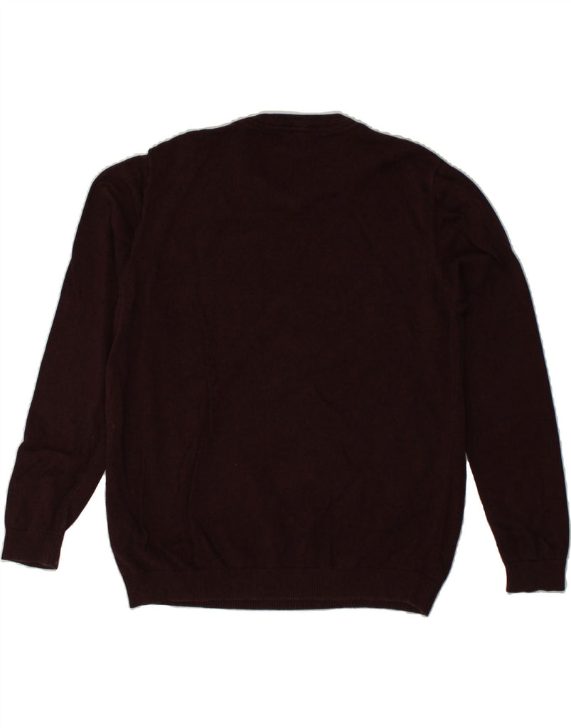 JACK & JONES Mens V-Neck Jumper Sweater 2XL Maroon Cotton | Vintage Jack & Jones | Thrift | Second-Hand Jack & Jones | Used Clothing | Messina Hembry 