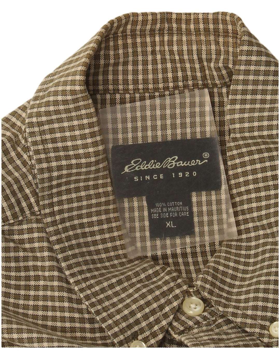 Eddie Bauer Mens Shirt XL Brown Check Cotton