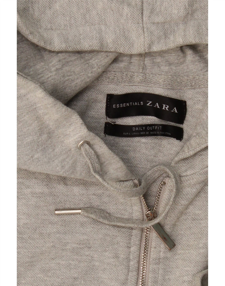Zara Mens Zip Hoodie Sweater Small Grey