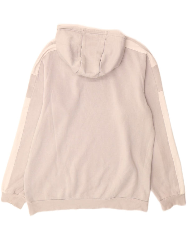 Adidas Mens Graphic Hoodie Jumper Large Grey Colourblock Cotton