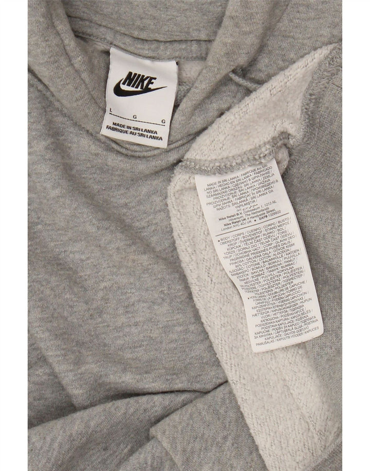 Nike Mens Hoodie Jumper Large Grey Cotton