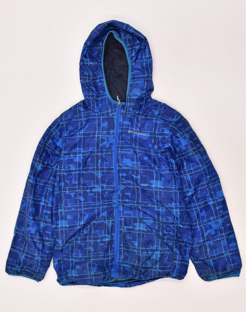 COLUMBIA Boys Hooded Rain Jacket 14-15 Years Large Blue Polyester | Vintage Columbia | Thrift | Second-Hand Columbia | Used Clothing | Messina Hembry 