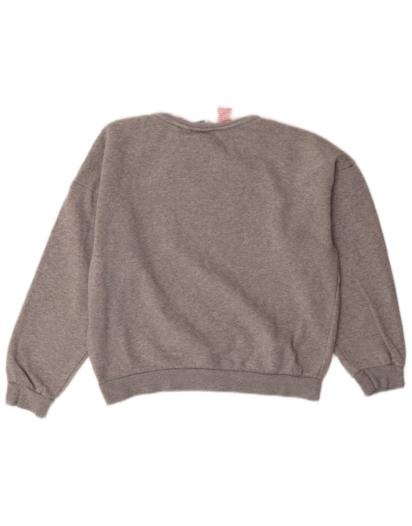 Adidas Girls Graphic Sweatshirt Jumper 11-12 Years Grey Flecked Cotton