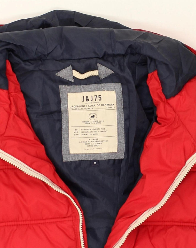 JACK & JONES Mens Hooded Padded Jacket UK 38 Medium Red Polyester | Vintage Jack & Jones | Thrift | Second-Hand Jack & Jones | Used Clothing | Messina Hembry 