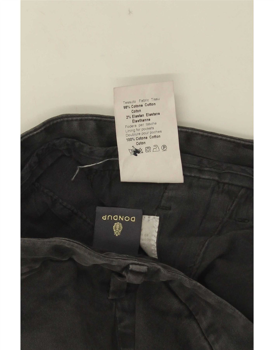 Dondup Mens Slim Chino Trousers W36 L31 Grey Cotton
