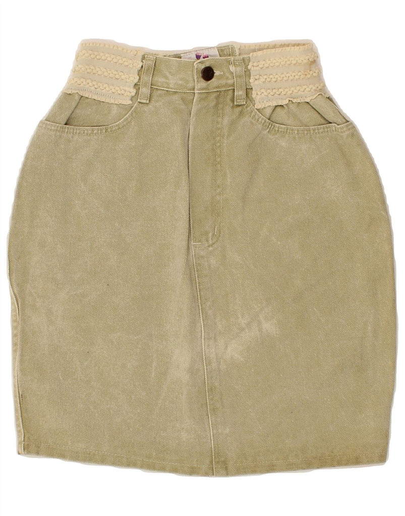 VINTAGE Womens Denim Skirt W32 Large Beige Vintage Vintage and Second-Hand Vintage from Messina Hembry 