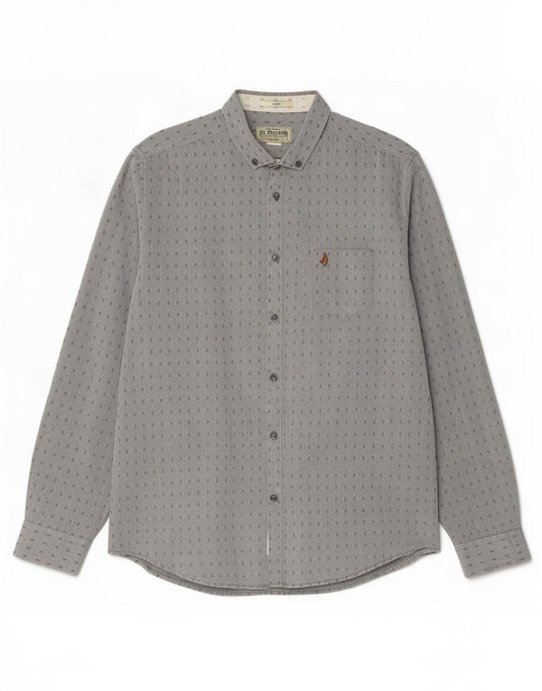 Marlboro Classics Mens Shirt XL Grey Spotted Cotton