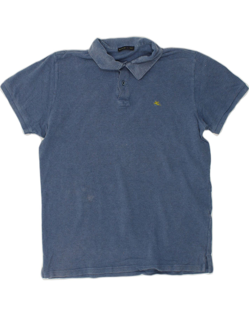 ETRO Mens Slim Polo Shirt XL Blue Cotton | Vintage Etro | Thrift | Second-Hand Etro | Used Clothing | Messina Hembry 