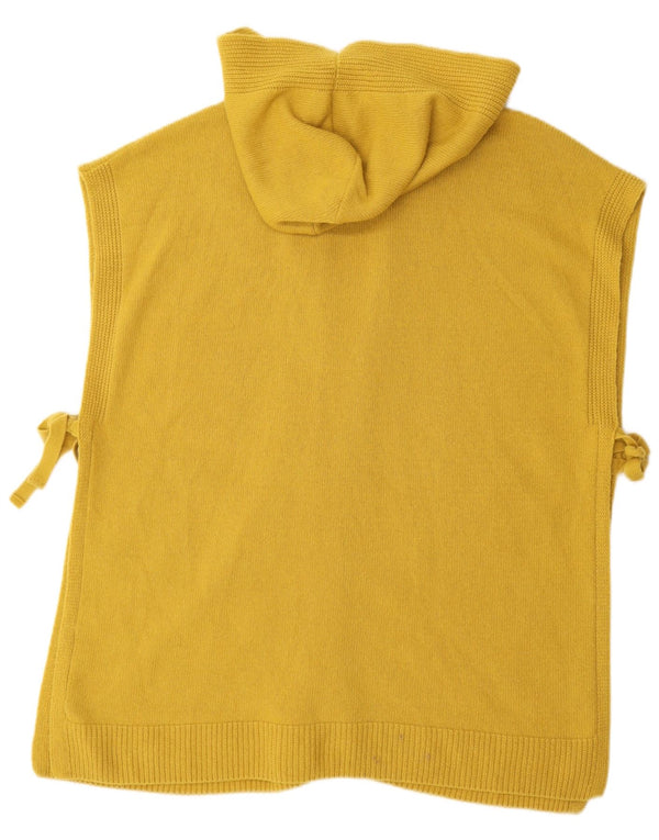 Benetton Womens Sleeveless Hooded Cardigan Sweater One Size Yellow Wool