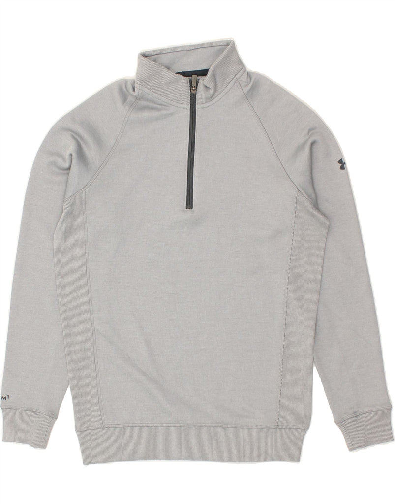 UNDER ARMOUR Mens Cold Gear Graphic Zip Neck Sweatshirt Jumper Small Grey | Vintage Under Armour | Thrift | Second-Hand Under Armour | Used Clothing | Messina Hembry 